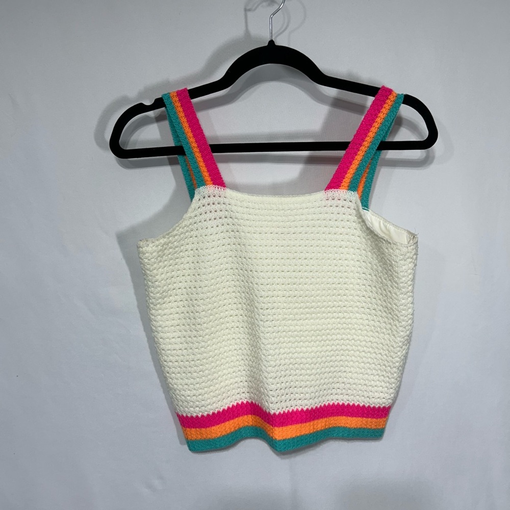 Pink Lily White Knit Camisole with Colorful Straps